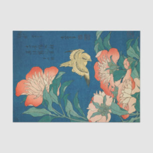 Papier Mousseline Peonies et Canaries, 1834 par Katsushika Hokusai