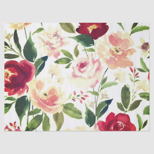 Papier Mousseline Peony floral Bourgogne Motif Antique Mariages (Recto)