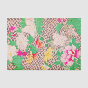 Papier Mousseline Peony Floral Imprimer Vintage Japonais Retro Motif