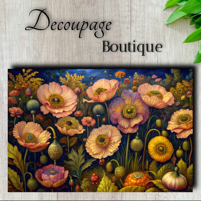 Papier Mousseline Pépites lumineuses Bloom Decoupage (Luminous Poppies Bloom Decoupage Tissue Paper)