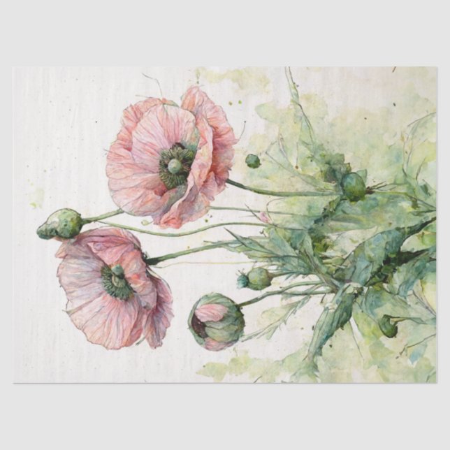 Papier Mousseline Pépites Roses, Aquarelle Florale Délicate (Recto)