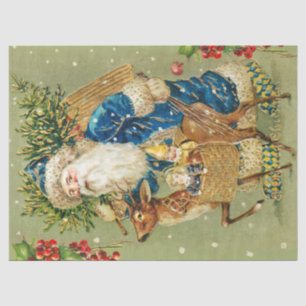 PAPIER MOUSSELINE PÈRE NOËL AVEC DES CADEAUX DE CERFS ET DE NOËL EN