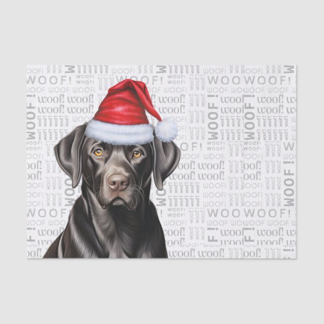Papier Mousseline Père Noël Black Lab Chien Festive Noël (Recto)