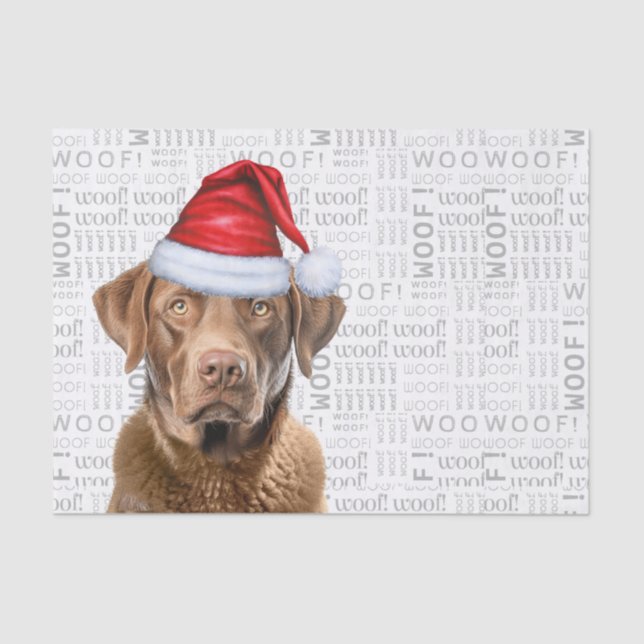 Papier Mousseline Père Noël Chesapeake Bay Chien Festif Noël (Recto)