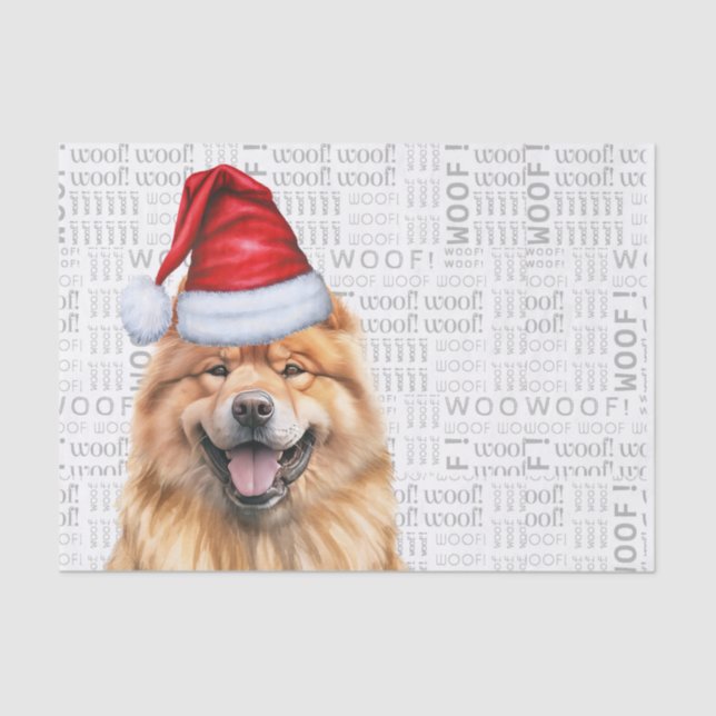 Papier Mousseline Père Noël Chow Chow Chien Festif Noël (Recto)