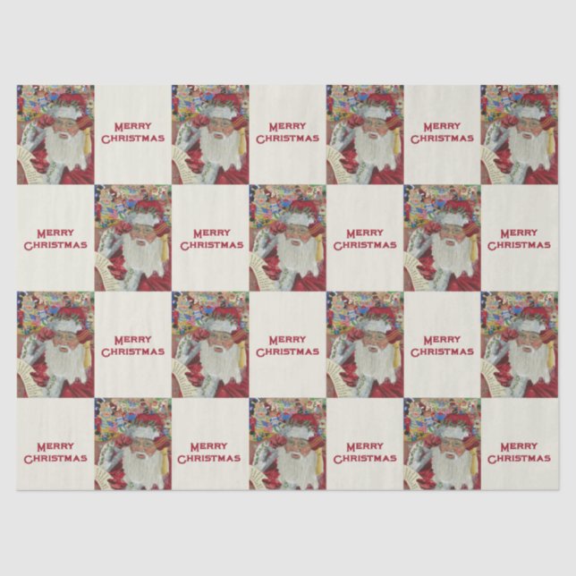 Papier Mousseline Père Noël Classique - Vérifier Deux Fois Blanc Vac (Recto)