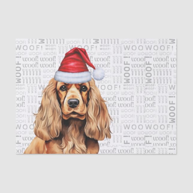Papier Mousseline Père Noël Cocker Spaniel Chien Festif Noël (Recto)