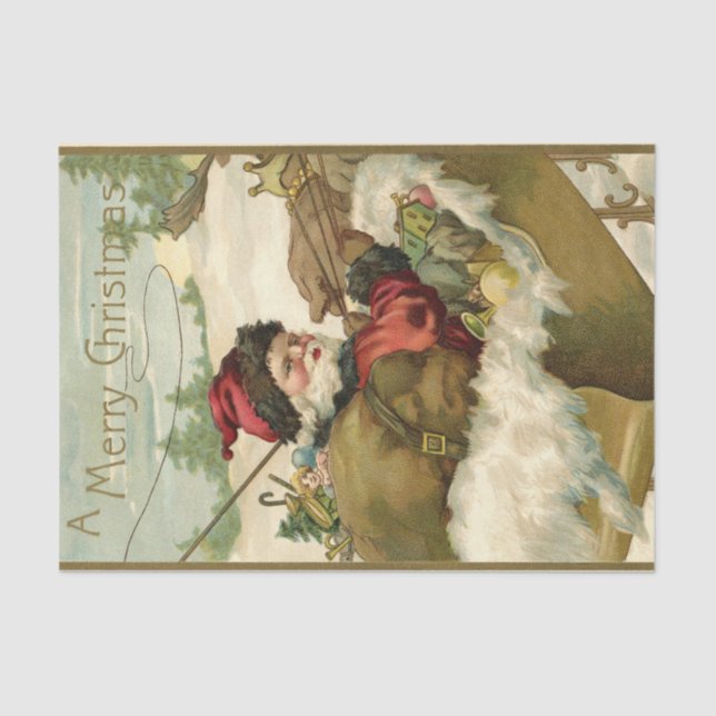 Papier Mousseline Père Noël dans son Sleigh (Recto)