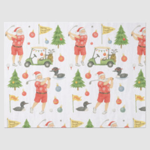 Papier Mousseline Père Noël de Noël de golf jouant au golf dans le M