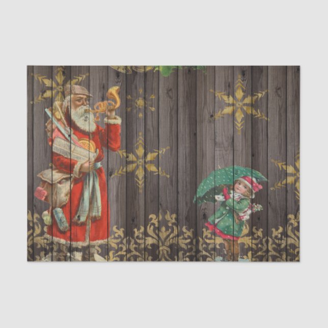 Papier Mousseline Père Noël Découpage en bois de Noël (Recto)