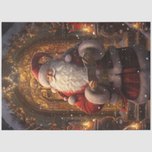 Papier Mousseline Père Noël lunatique devant la porte