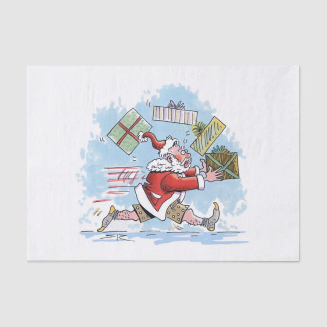 Papier Mousseline Père Noël Papier de tissu non préparé grand (Recto)