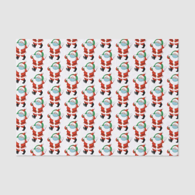 Papier Mousseline Père Noël portant un masque médical (Recto)