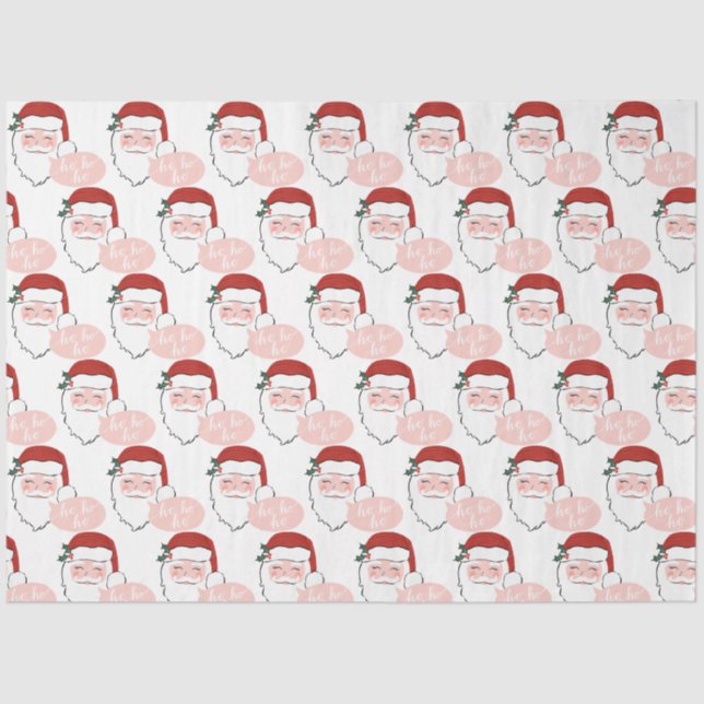 Papier Mousseline Père Noël rose et rouge joyeux | ho ho (Recto)