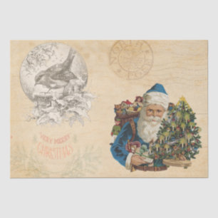 Papier Mousseline Père Noël victorienne avec cadeaux - Noël Vintage