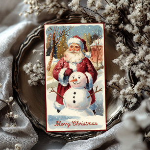 Papier Mousseline Père Noël vintage avec bonhomme de neige Noël