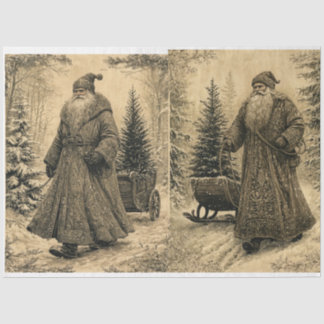 Papier Mousseline Père Noël vintage - bruns/beiges