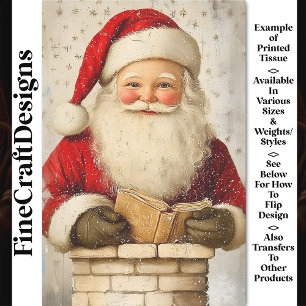 Papier Mousseline Père Noël Vintage dans Cheminée AZ5 Découpage