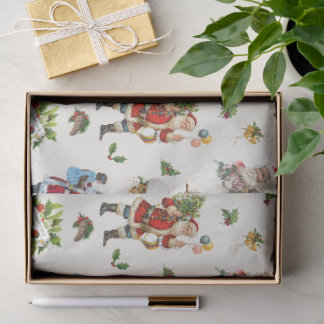 Papier Mousseline Père Noël vintage personnalisé pour Noël