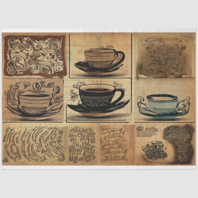 Papier Mousseline Perfect Coffee tasse éphémère collage (Recto)