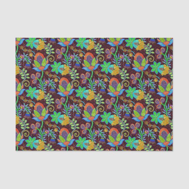 Papier Mousseline Perles de verre coloré Look Retro Floral Design 2a (Recto)