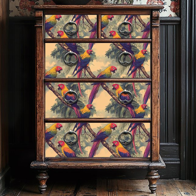 Papier Mousseline Perroquet de la jungle vintage rouge et jaune (Créateur téléchargé)