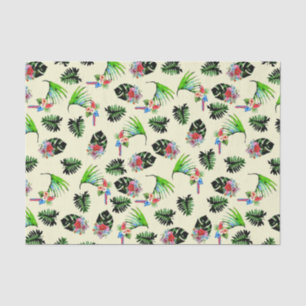 Papier Mousseline Perroquet tropical et Motif Feuille d'aquarelle