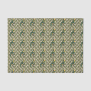 Papier Mousseline Perroquet vert vintage