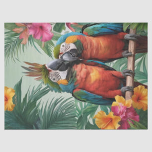 Papier Mousseline Perroquets Tropicaux