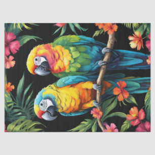 Papier Mousseline Perroquets Tropicaux