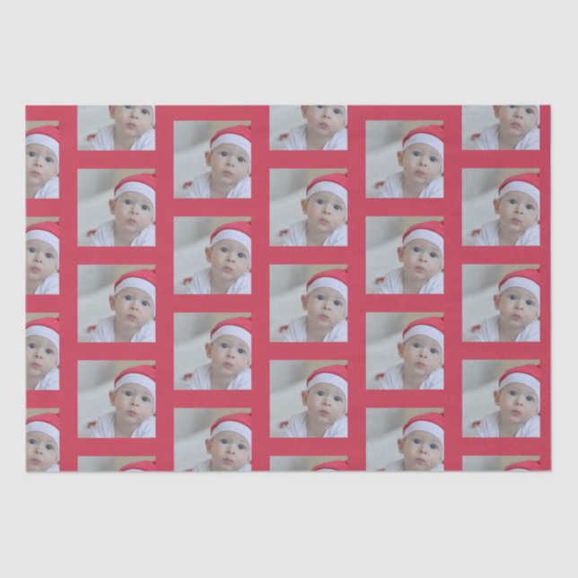 Papier Mousseline Personalized One Photo Pattern Holiday (Recto)