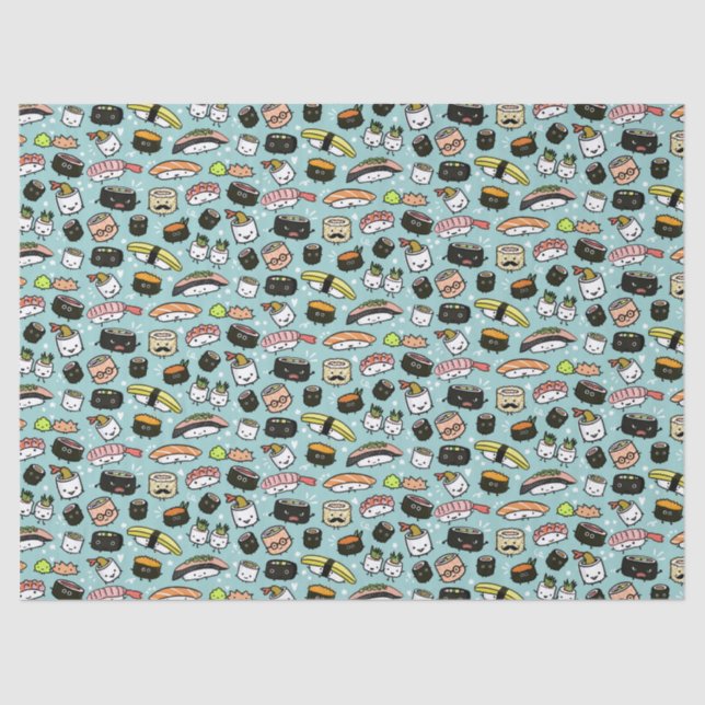 Papier Mousseline Personnage de Cute Sushi| Kawaii Sushi Motif (Recto)