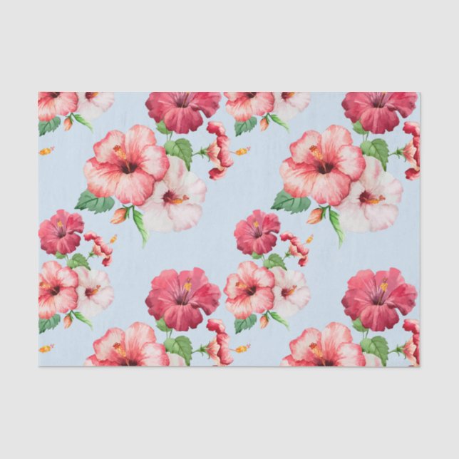 Papier Mousseline Personnalisable floral hawaïen de ketmie tropicale (Recto)