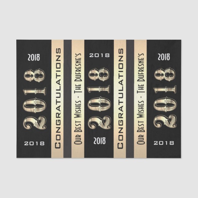 Papier Mousseline Personnalisé 2018 avec votre nom de famille Gradua (Recto)