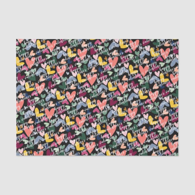 Papier Mousseline Personnalisé Joyeux Valentines I Love You Heart Mo (Recto)