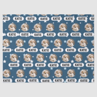 Papier Mousseline Personnalisé Marine Blue Pet Photo Star Motif