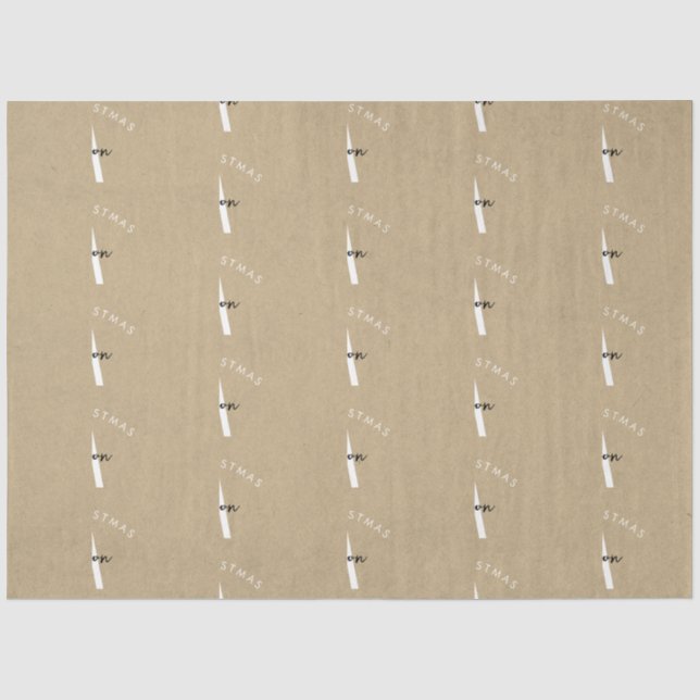 Papier Mousseline Personnalisé moderne Joyeux Noël Kraft Monogramme (Recto)