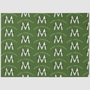 Papier Mousseline Personnalisé moderne Joyeux Noël vert Monogramme