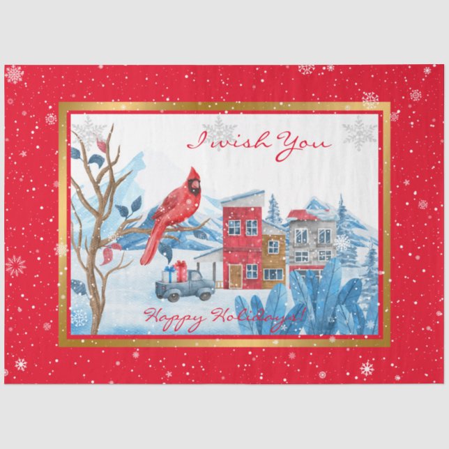Papier Mousseline Personnaliser Cardinale Et Paysage (Recto)