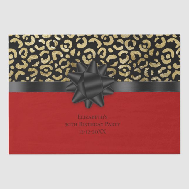 Papier Mousseline Personnalisez l'Empreinte de léopard Red Black Gol (Recto)