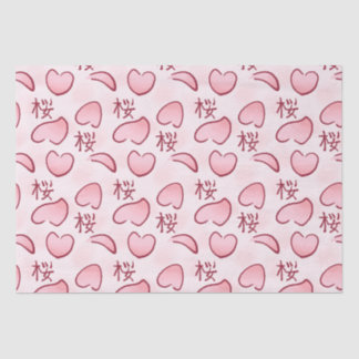 Papier Mousseline Petals Sakura avec Kanji