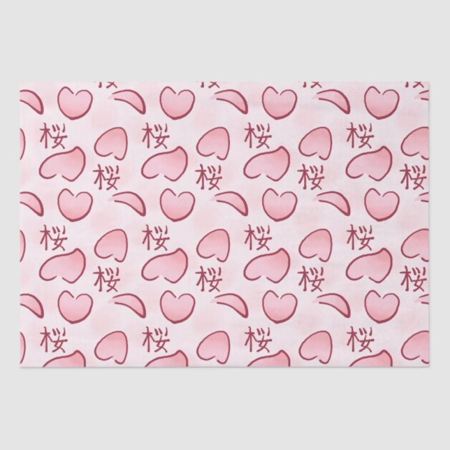 Papier Mousseline Petals Sakura avec Kanji (Recto)