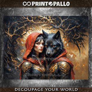 Papier Mousseline Petit chaperon rouge : une princesse et un roi