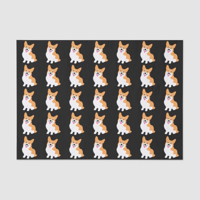 Papier Mousseline Petit chiot de sourire mignon de corgi (Recto)