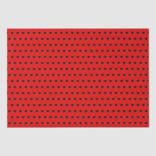 Papier Mousseline Petit Coeur noir élégant sur rouge