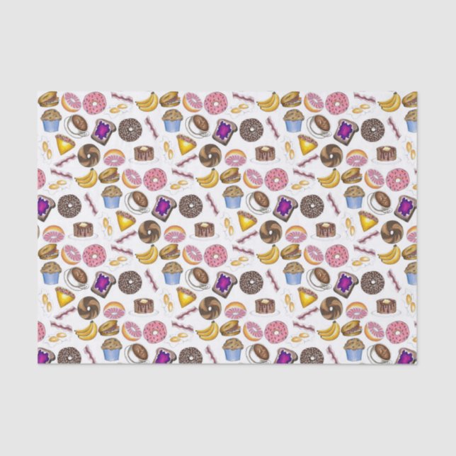 Papier Mousseline Petit-déjeuner Brunch Nourriture Bagel Donut OEufs (Recto)