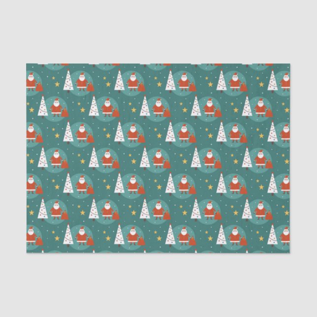 Papier Mousseline Petit Père Noël Arbre de Noël Motif (Recto)