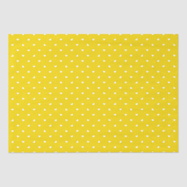 Papier Mousseline Petite coeur sur papier tissu jaune vif (Recto)