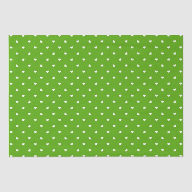 Papier Mousseline Petite coeur sur vert clair (Recto)