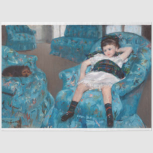 Papier Mousseline Petite fille dans un fauteuil bleu, Cassatt